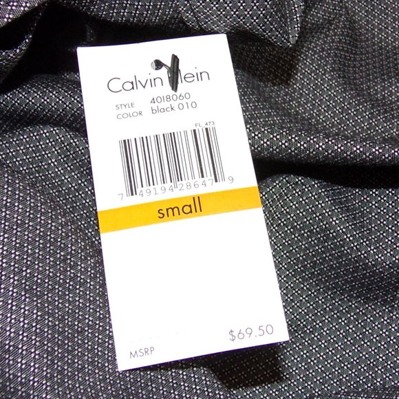 Calvin Klein Men's Woven Metallic Silver Button Up SMALL Fast Shipping NWT - Picture 5 of 10